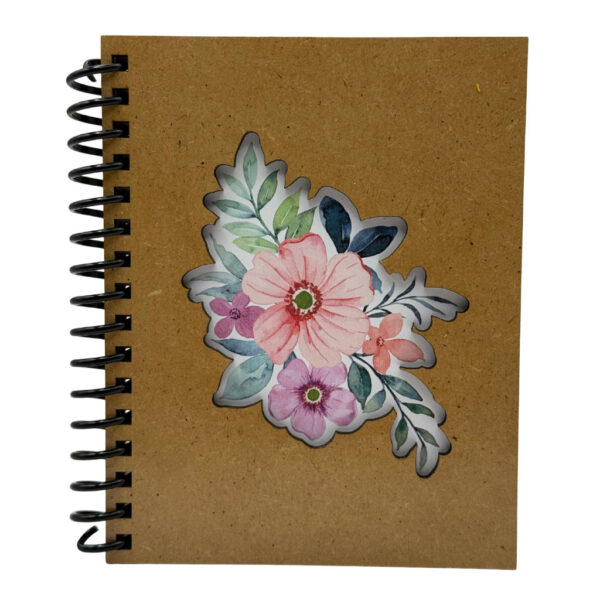 🌸 Cuaderno de Notas en MDF – Diseño Floral 2 (11 cm x 14 cm) 🌸